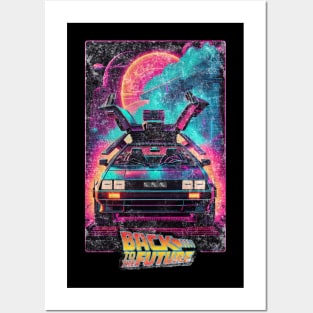 Back To The Future Delorean Vintage Modern Posters and Art